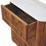 Nova Marble Bedside Chest with 3 Drawers, Large - Golden Teak Bedside Tables - Bokel Home