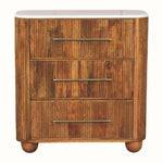 Nova Marble Bedside Chest with 3 Drawers, Large - Golden Teak Bedside Tables - Bokel Home