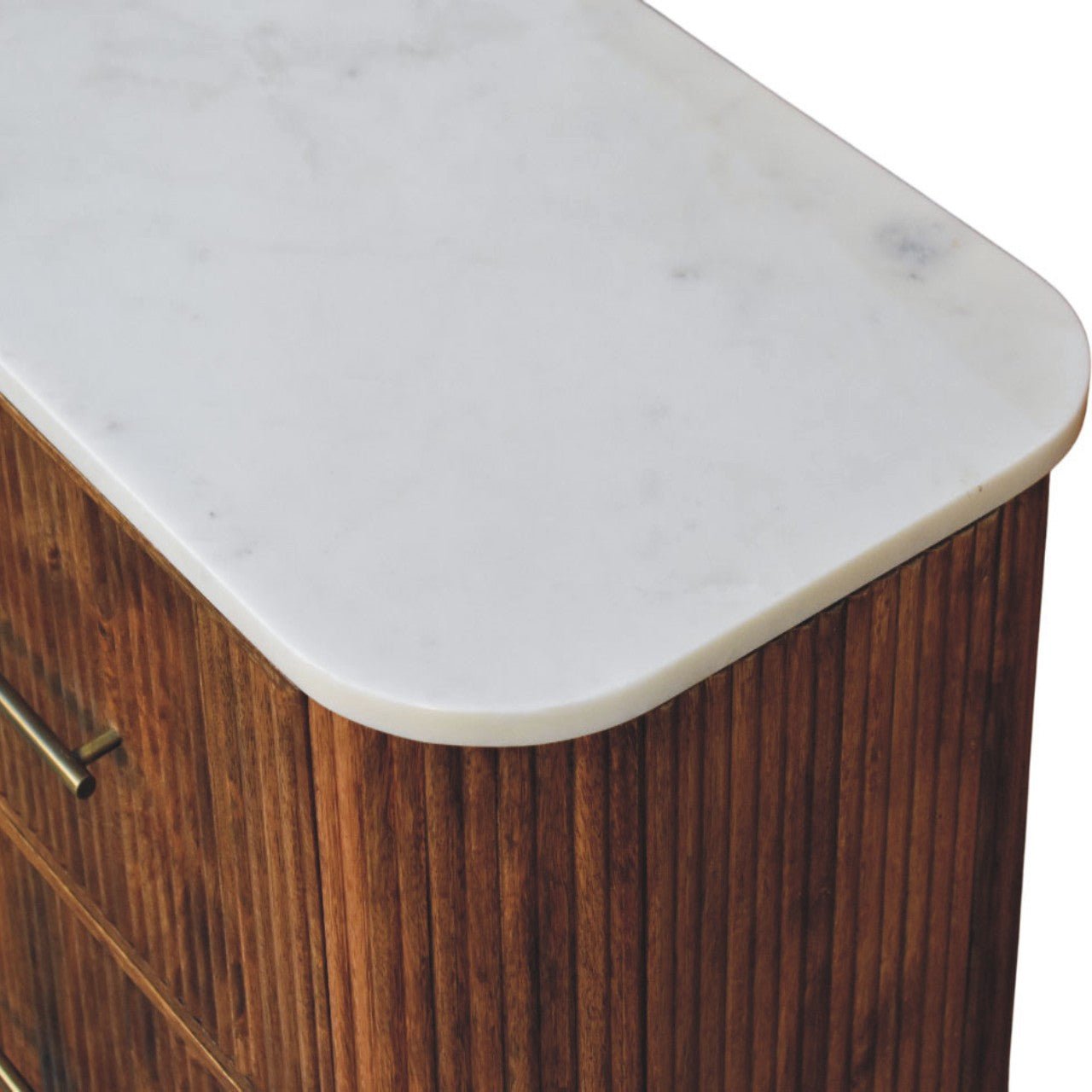 Nova Marble Bedside Chest with 3 Drawers, Large - Golden Teak Bedside Tables - Bokel Home