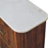 Nova Marble Bedside Chest with 3 Drawers, Large - Golden Teak Bedside Tables - Bokel Home