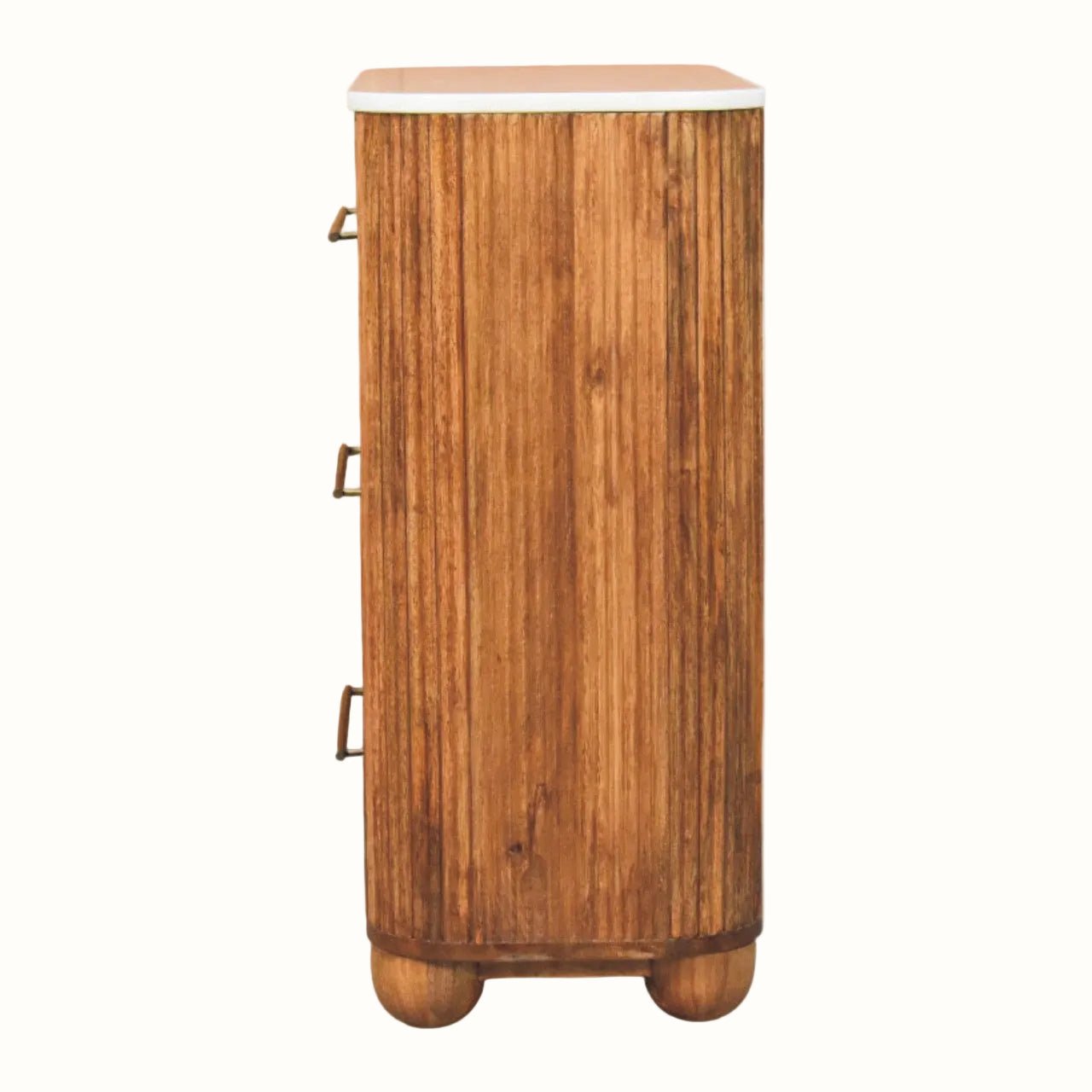 Nova Marble Bedside Chest with 3 Drawers, Large - Golden Teak Bedside Tables - Bokel Home