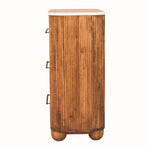 Nova Marble Bedside Chest with 3 Drawers, Large - Golden Teak Bedside Tables - Bokel Home
