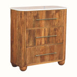 Nova Marble Bedside Chest with 3 Drawers, Large - Golden Teak Bedside Tables - Bokel Home