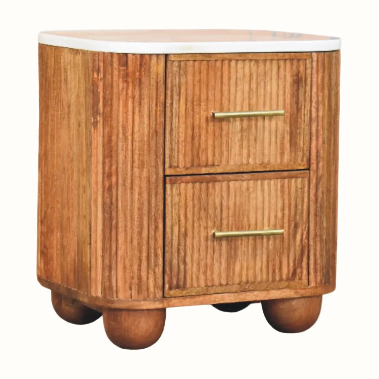 Nova Marble Bedside Table, Medium - Golden Teak Bedside Tables - Bokel Home