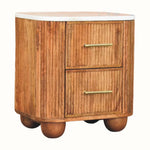 Nova Marble Bedside Table, Medium - Golden Teak Bedside Tables - Bokel Home