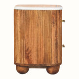 Nova Marble Bedside Table, Medium - Golden Teak Bedside Tables - Bokel Home