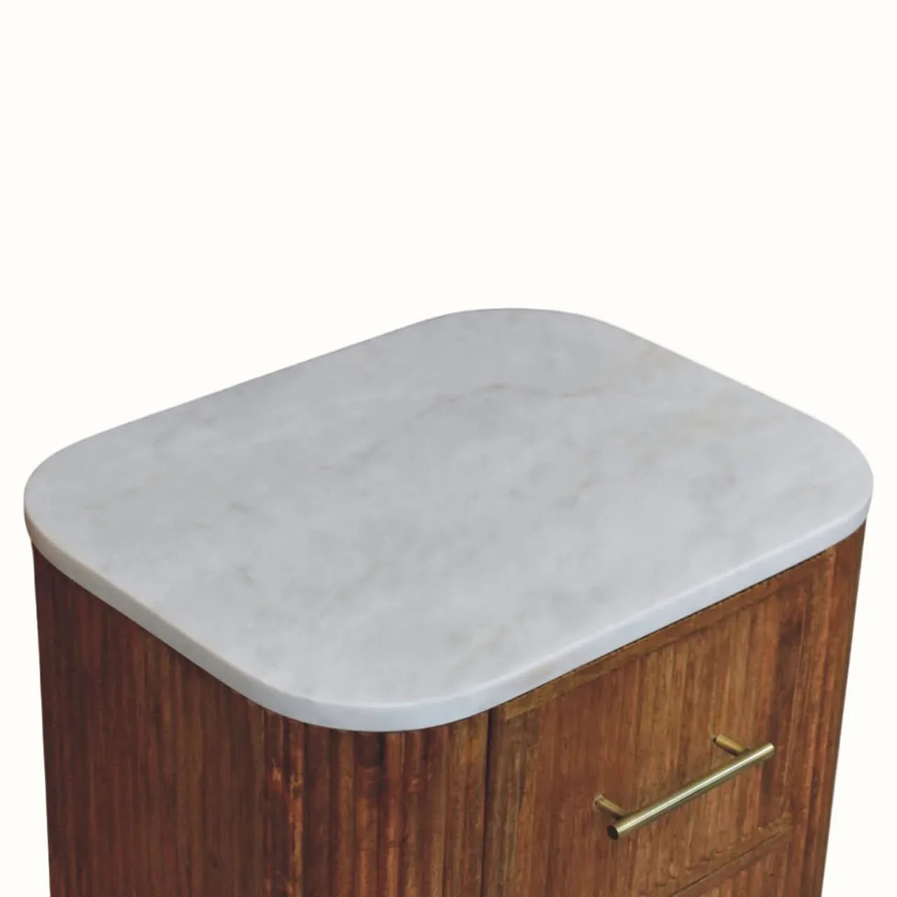 Nova Marble Bedside Table, Medium - Golden Teak Bedside Tables - Bokel Home