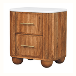 Nova Marble Bedside Table with 2 Drawers, Medium - Golden Teak Bedside Tables - Bokel Home