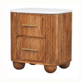 Nova Marble Bedside Table with 2 Drawers, Medium - Golden Teak Bedside Tables - Bokel Home