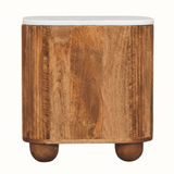Nova Marble Bedside Table with 2 Drawers, Medium - Golden Teak Bedside Tables - Bokel Home