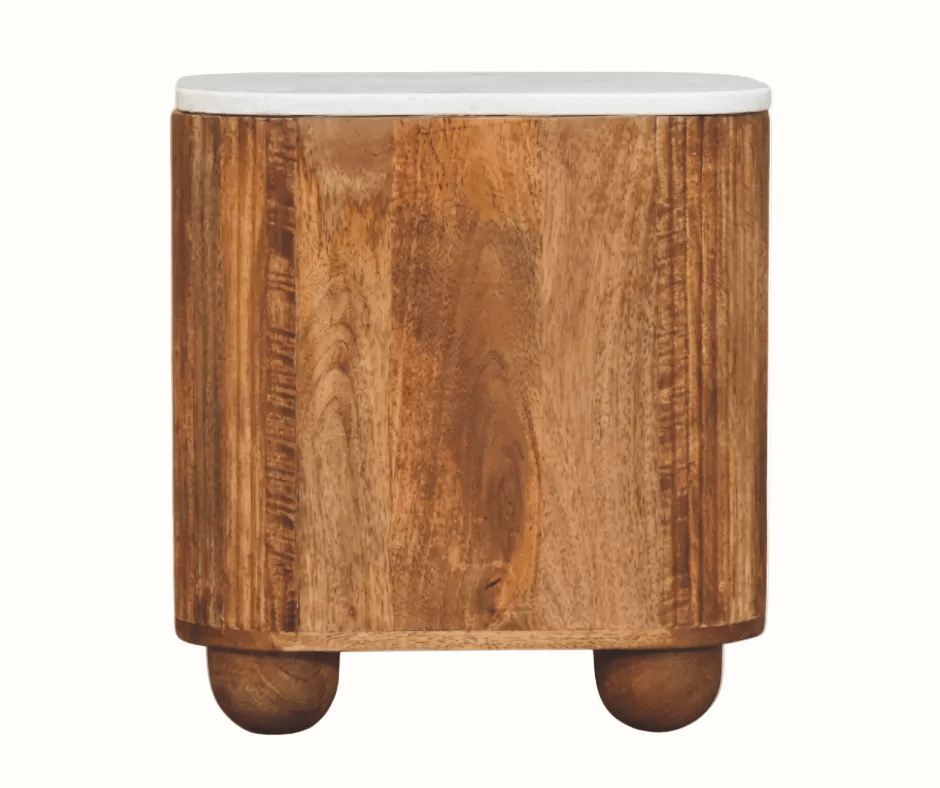 Nova Marble Bedside Table with 2 Drawers, Medium - Golden Teak Bedside Tables - Bokel Home