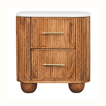 Nova Marble Bedside Table with 2 Drawers, Medium - Golden Teak Bedside Tables - Bokel Home
