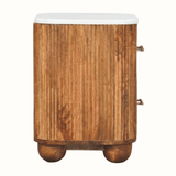 Nova Marble Bedside Table with 2 Drawers, Medium - Golden Teak Bedside Tables - Bokel Home
