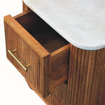 Nova Marble Bedside Table with 2 Drawers, Medium - Golden Teak Bedside Tables - Bokel Home