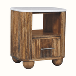 Nova Marble Open Bedside Table with 1 Drawer - Golden Teak Bedside Tables - Bokel Home