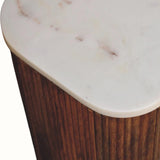 Nova Marble Open Bedside Table with 1 Drawer - Golden Teak Bedside Tables - Bokel Home