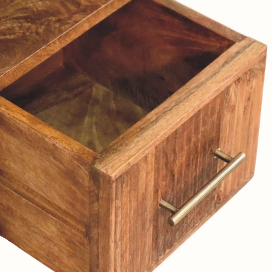 Nova Marble Open Bedside Table with 1 Drawer - Golden Teak Bedside Tables - Bokel Home