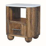 Nova Marble Open Bedside Table with 1 Drawer - Golden Teak Bedside Tables - Bokel Home