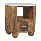 Nova Marble Open Bedside Table with 1 Drawer - Golden Teak Bedside Tables - Bokel Home