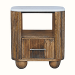 Nova Marble Open Bedside Table with 1 Drawer - Golden Teak Bedside Tables - Bokel Home