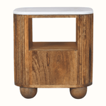 Nova Marble Open Bedside Table with 1 Drawer - Golden Teak Bedside Tables - Bokel Home