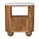 Nova Marble Open Bedside Table with 1 Drawer - Golden Teak Bedside Tables - Bokel Home