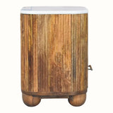 Nova Marble Open Bedside Table with 1 Drawer - Golden Teak Bedside Tables - Bokel Home