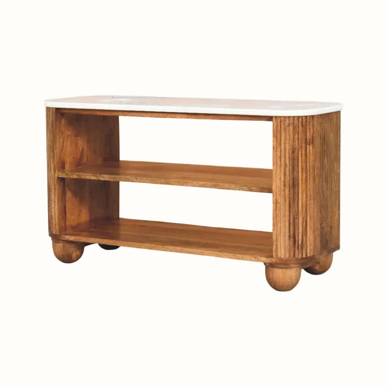 Nova Marble Shoe Cabinet - Golden Teak Shoe Cabinet - Bokel Home