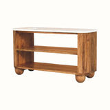 Nova Marble Shoe Cabinet - Golden Teak Shoe Cabinet - Bokel Home