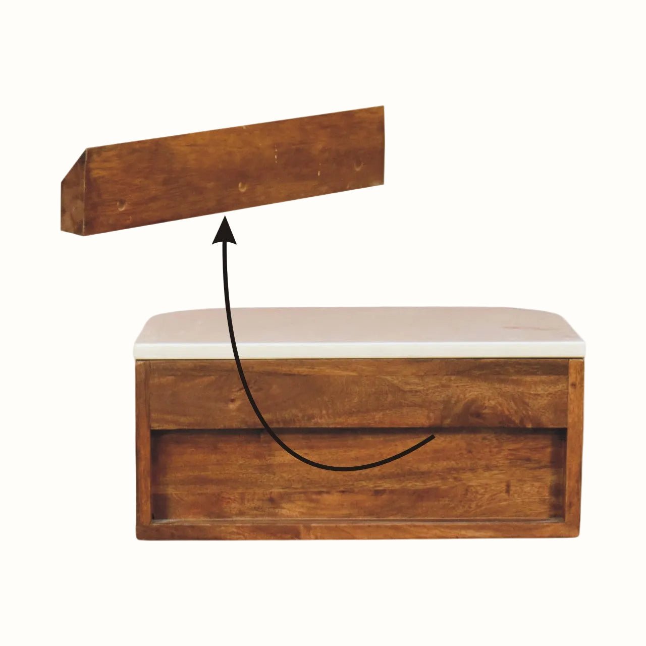 Nova Marble Wall Mounted Bedside Table with 1 Drawer - Golden Teak Bedside Tables - Bokel Home
