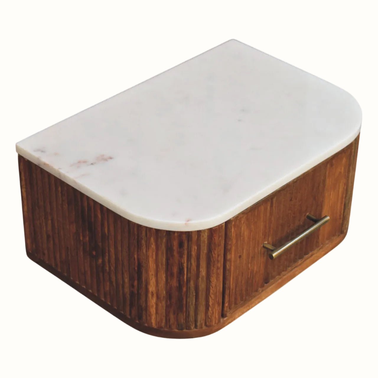 Nova Marble Wall Mounted Bedside Table with 1 Drawer - Golden Teak Bedside Tables - Bokel Home