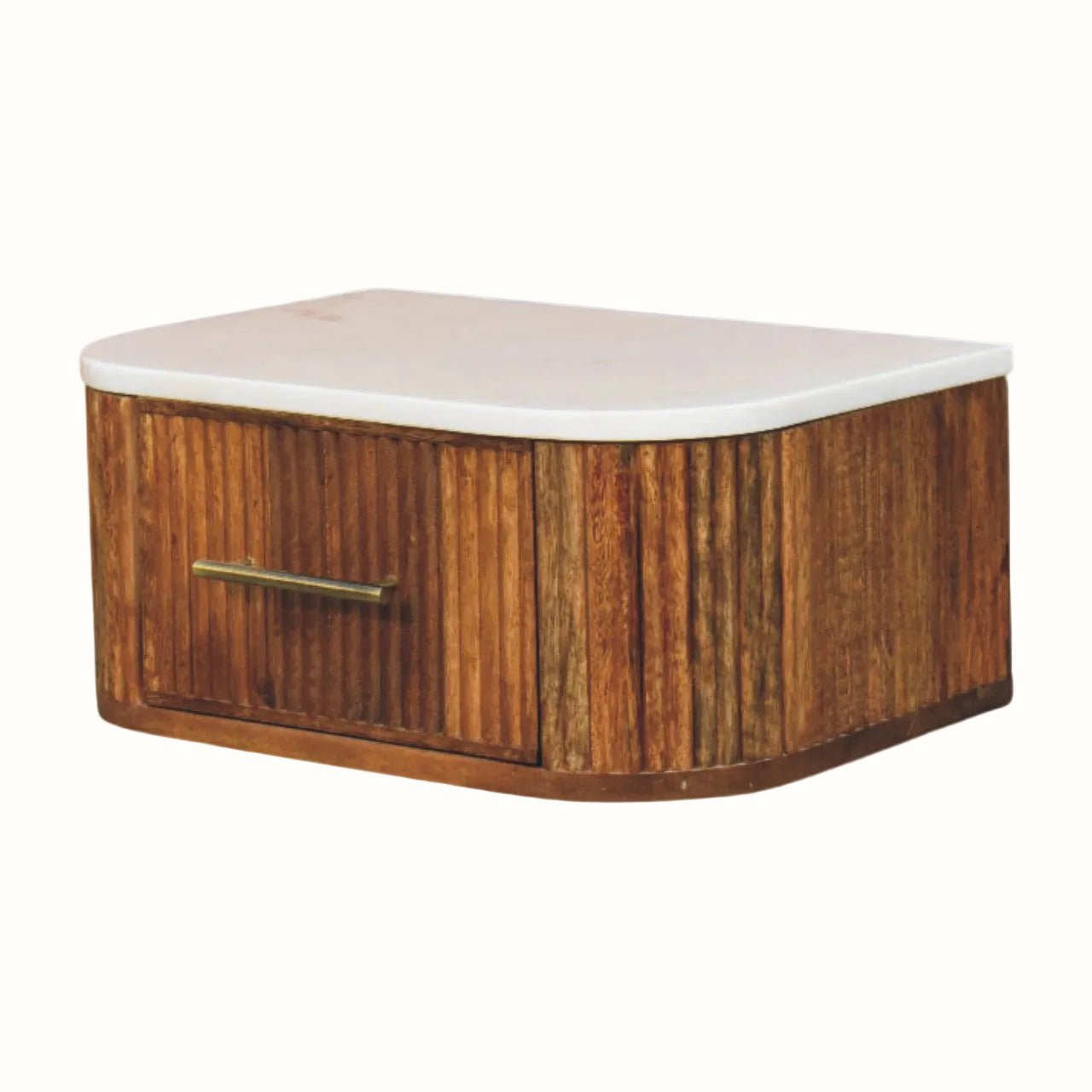Nova Marble Wall Mounted Bedside Table with 1 Drawer - Golden Teak Bedside Tables - Bokel Home