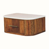 Nova Marble Wall Mounted Bedside Table with 1 Drawer - Golden Teak Bedside Tables - Bokel Home