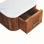 Nova Marble Wall Mounted Bedside Table with 1 Drawer - Golden Teak Bedside Tables - Bokel Home