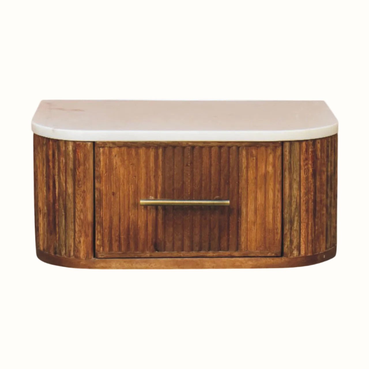 Nova Marble Wall Mounted Bedside Table with 1 Drawer - Golden Teak Bedside Tables - Bokel Home