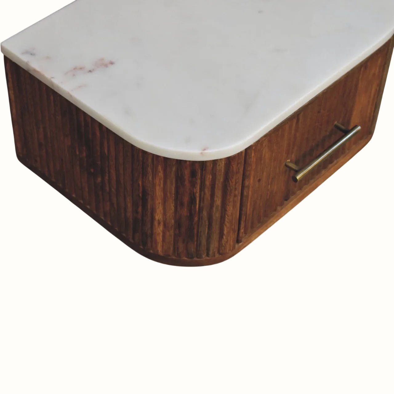 Nova Marble Wall Mounted Bedside Table with 1 Drawer - Golden Teak Bedside Tables - Bokel Home