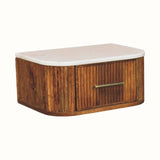 Nova Marble Wall Mounted Bedside Table with 1 Drawer - Golden Teak Bedside Tables - Bokel Home