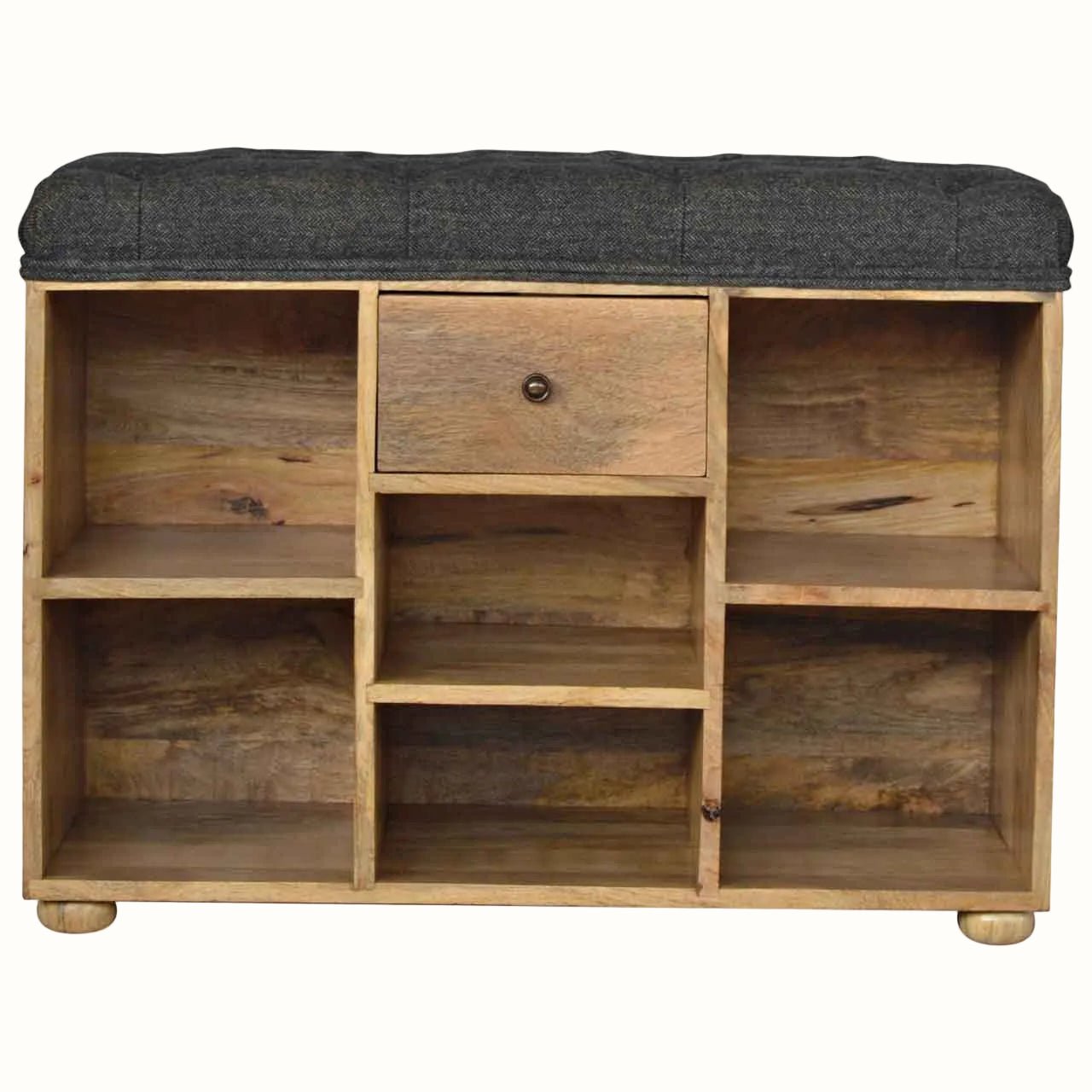 Oliver Shoe Storage Bench, Medium - Black Tweed/Natural Bench - Bokel Home