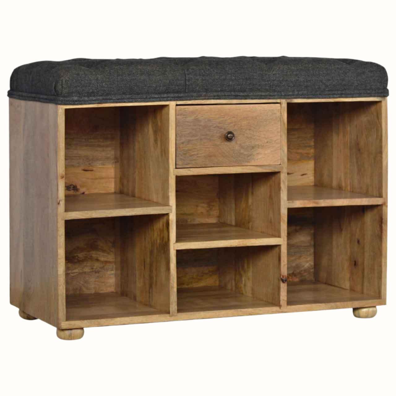 Oliver Shoe Storage Bench, Medium - Black Tweed/Natural Bench - Bokel Home