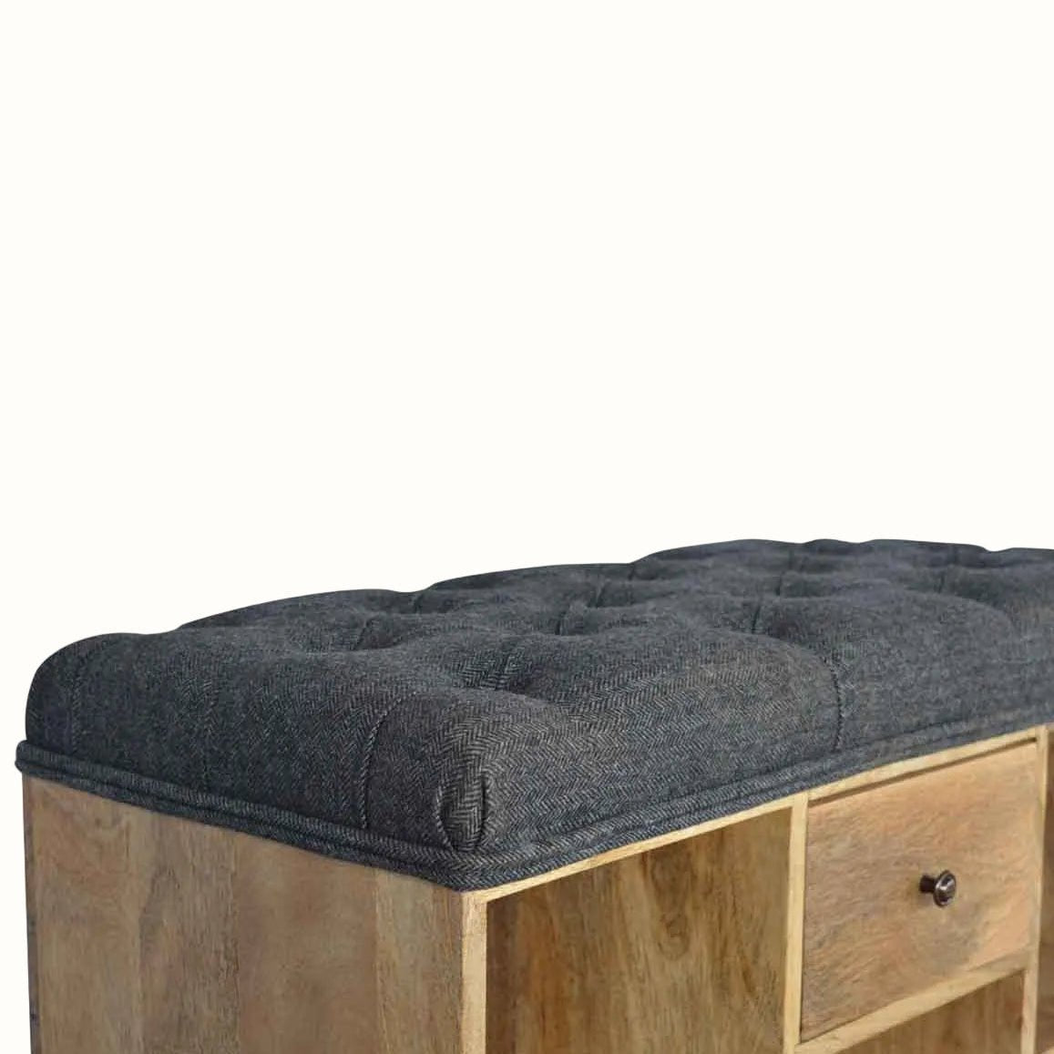 Oliver Shoe Storage Bench, Medium - Black Tweed/Natural Bench - Bokel Home