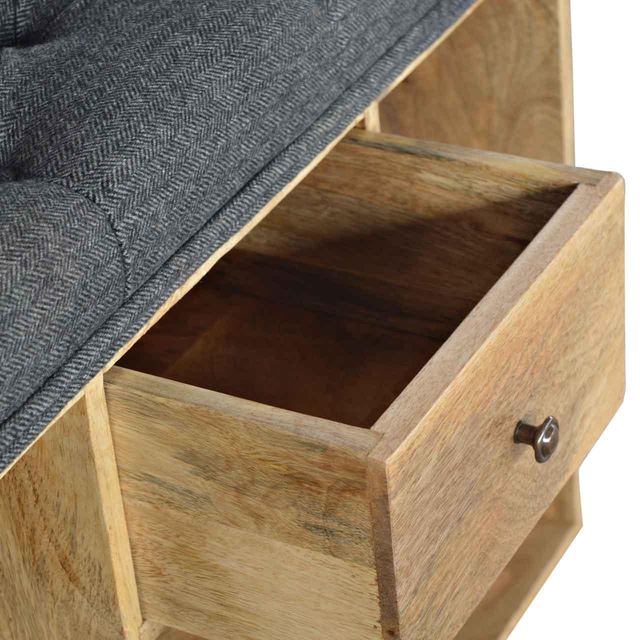 Oliver Shoe Storage Bench, Medium - Black Tweed/Natural Bench - Bokel Home