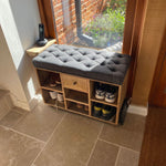 Oliver Shoe Storage Bench, Medium - Black Tweed/Natural Bench - Bokel Home