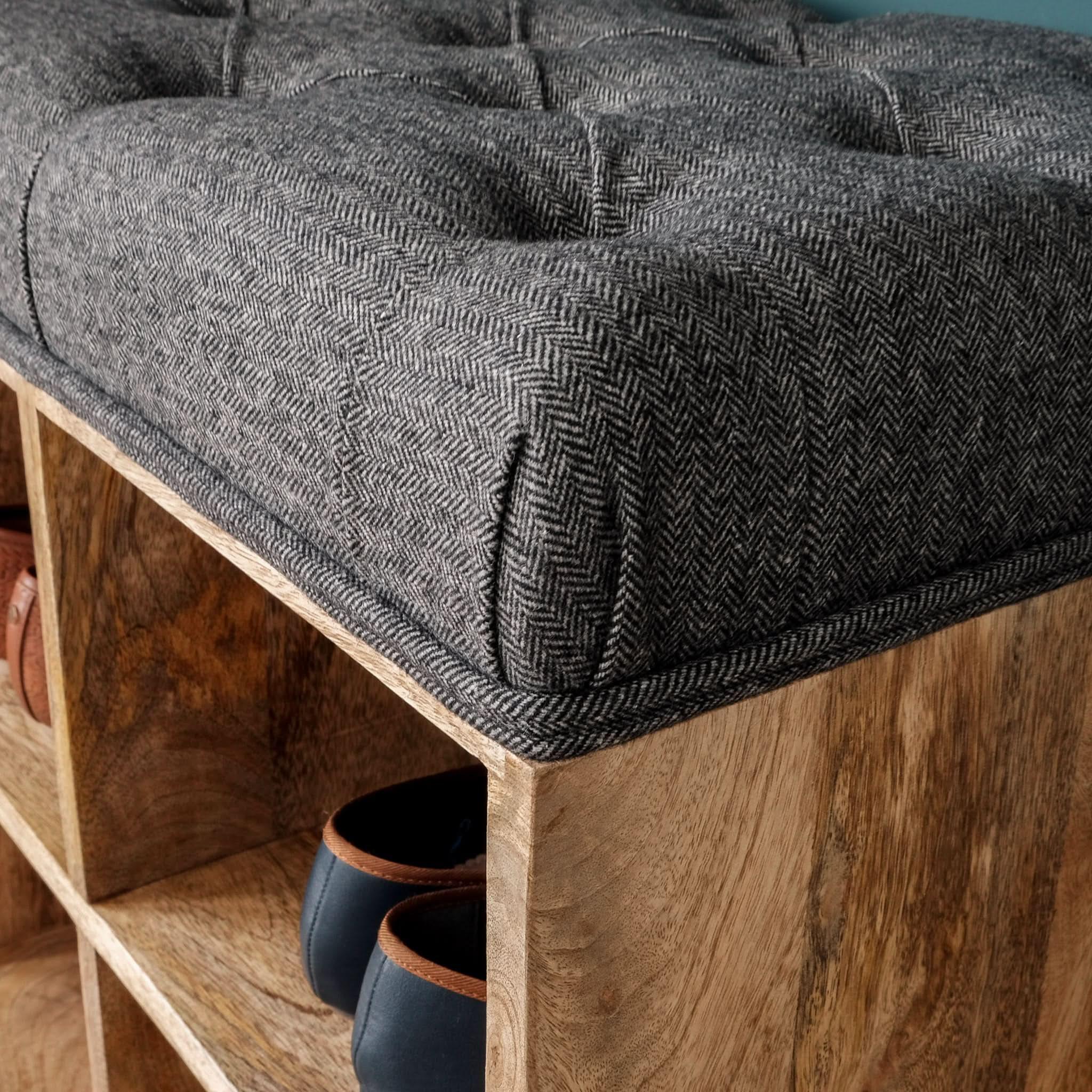 Oliver Shoe Storage Bench, Small - Black Tweed/Natural Bench - Bokel Home