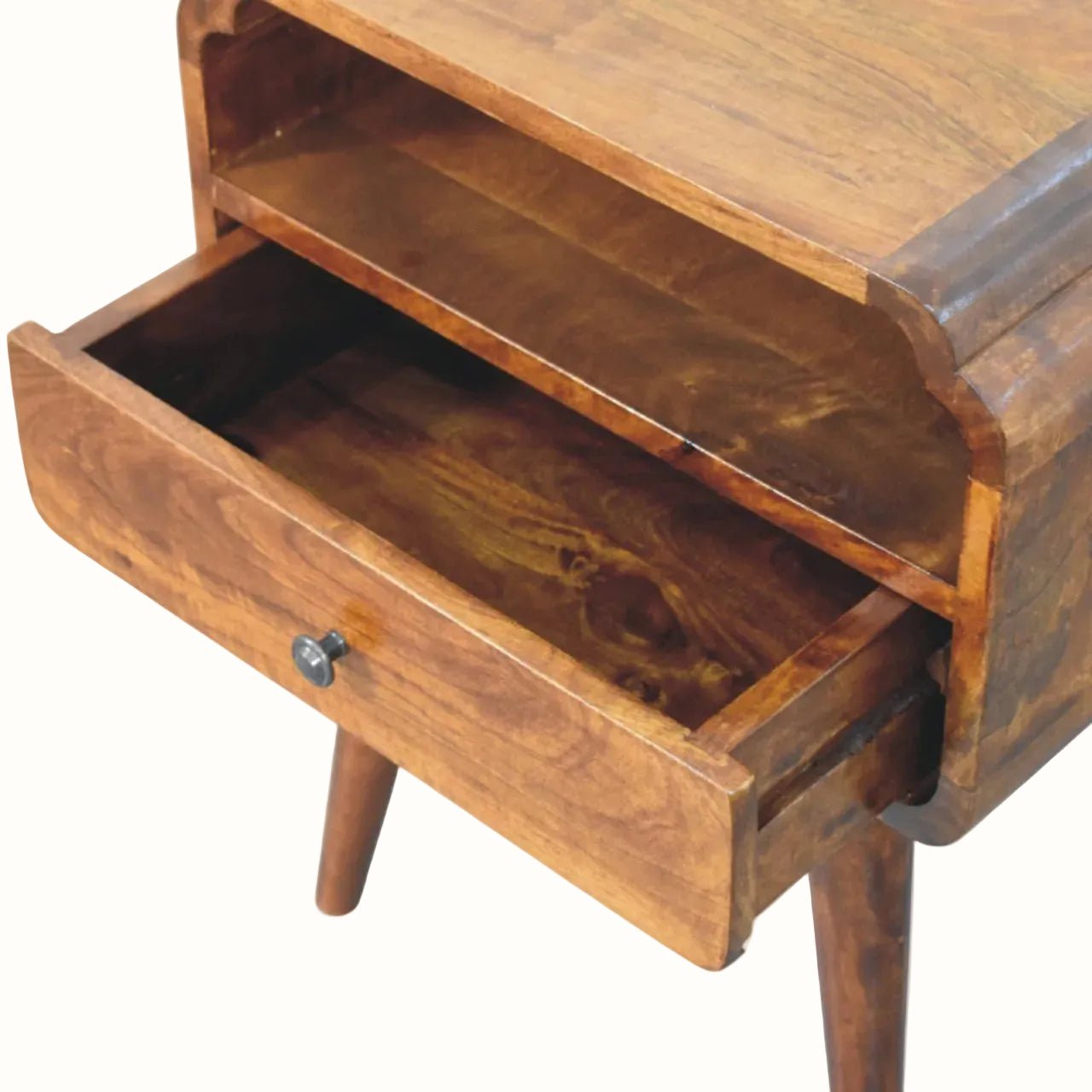 Orel Open Bedside Table, Medium - Chestnut Bedside Tables - Bokel Home