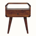 Orel Open Bedside Table, Medium - Chestnut Bedside Tables - Bokel Home