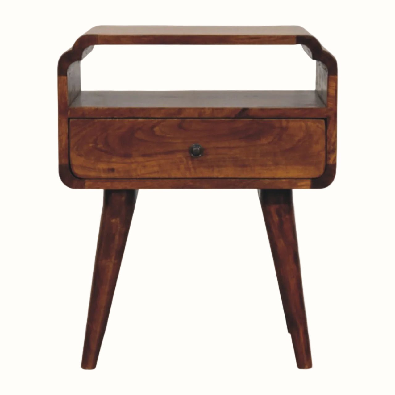 Orel Open Bedside Table, Medium - Chestnut Bedside Tables - Bokel Home