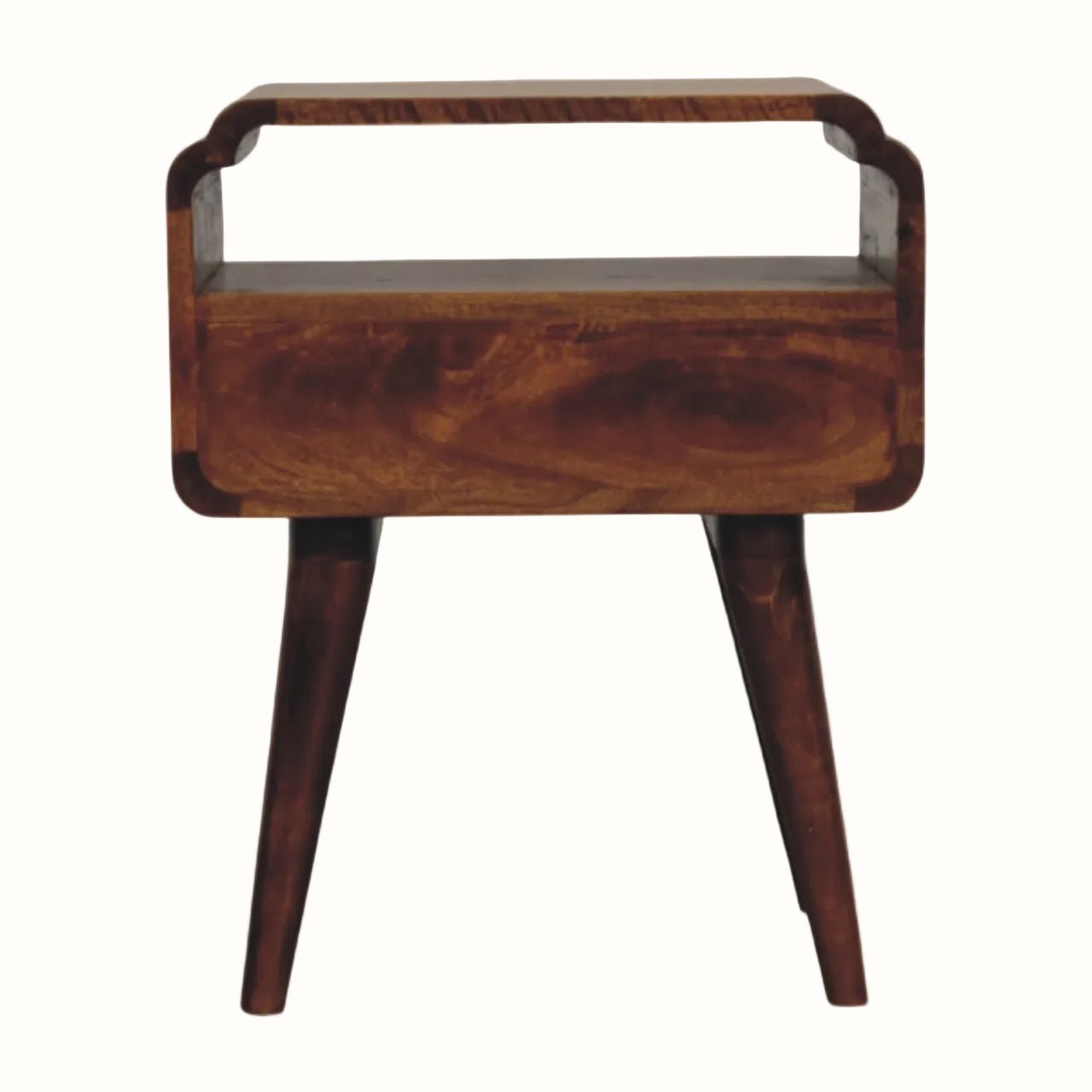 Orel Open Bedside Table, Medium - Chestnut Bedside Tables - Bokel Home