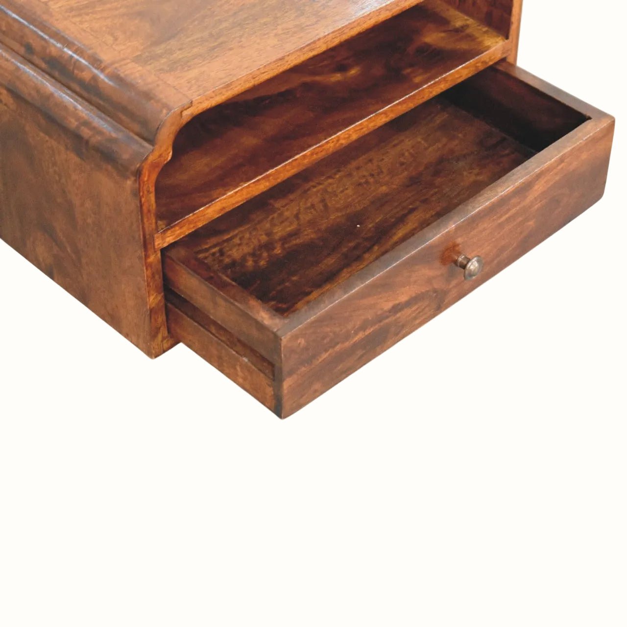 Orel Open Wall Mounted Bedside Table, Small - Chestnut Bedside Tables - Bokel Home