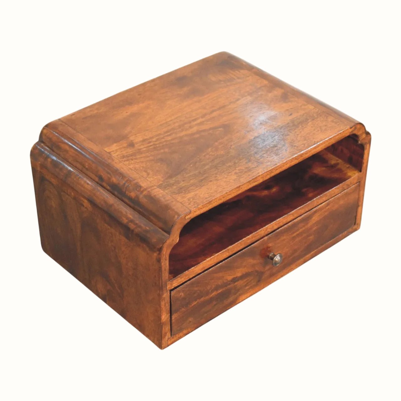 Orel Open Wall Mounted Bedside Table, Small - Chestnut Bedside Tables - Bokel Home