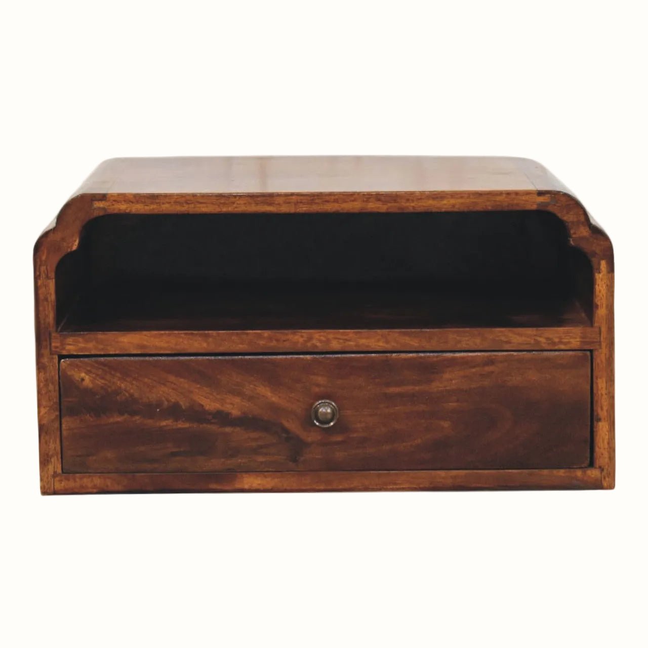 Orel Open Wall Mounted Bedside Table, Small - Chestnut Bedside Tables - Bokel Home